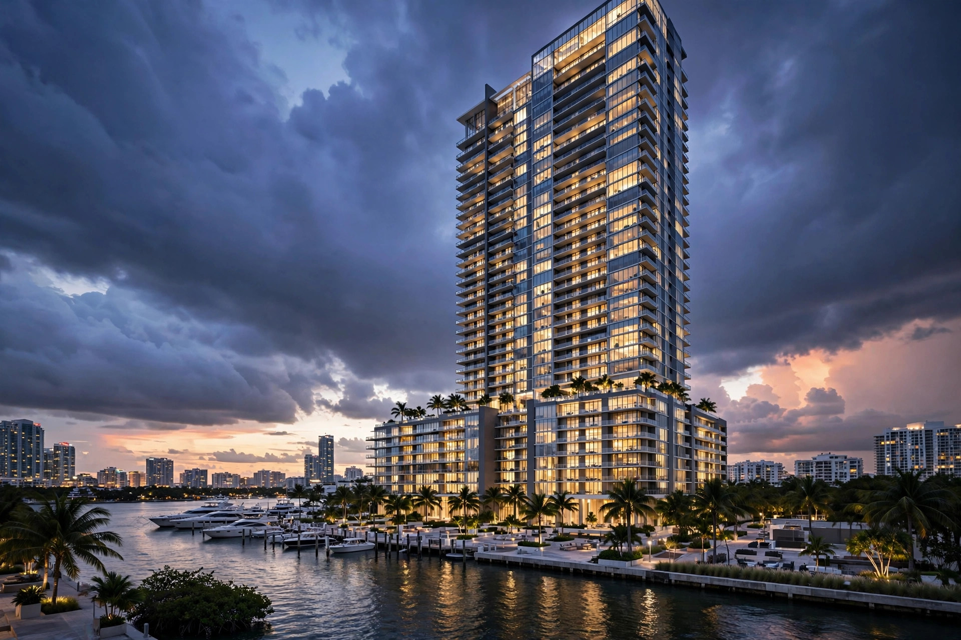 Illustrative image — luxury waterfront residential tower
