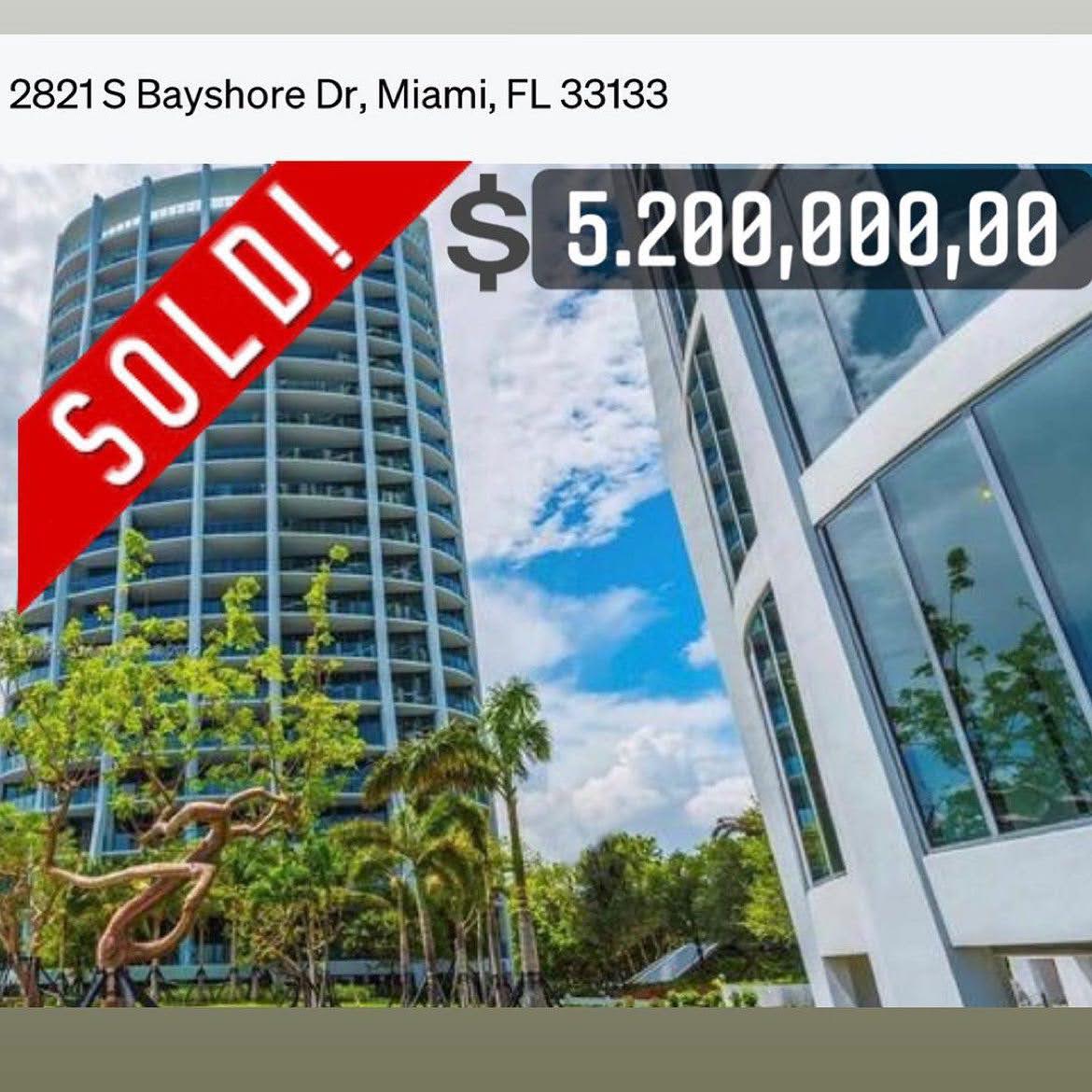 S Bayshore Dr, Miami — sold property